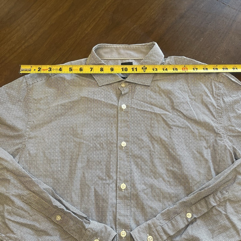 Hugo Boss Shirt Men's 2XL White Black Long Sleeve Dress Shirt Cotton Regular Fit - Picture 8 of 12